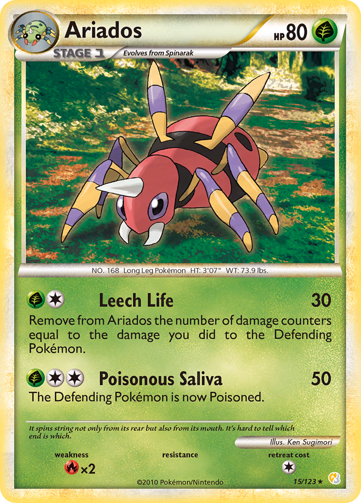 Ariados Pokemon card (15/123, HeartGold & SoulSilver)