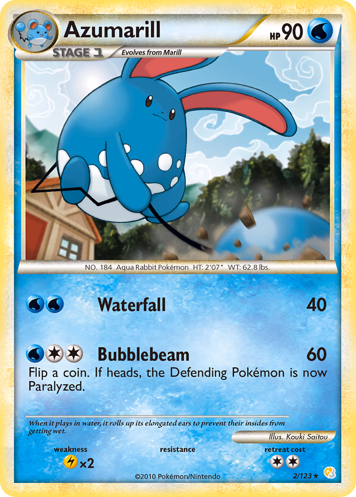 Azumarill Pokemon card (2/123, HeartGold & SoulSilver)