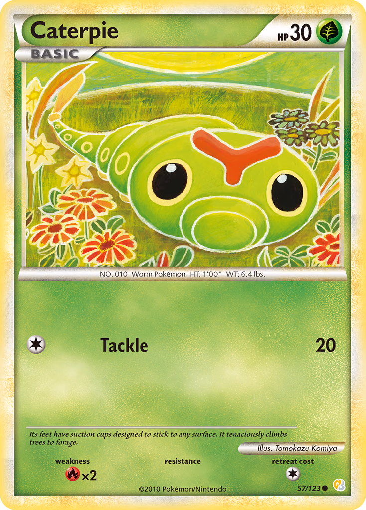Caterpie Pokemon card (57/123, HeartGold & SoulSilver)