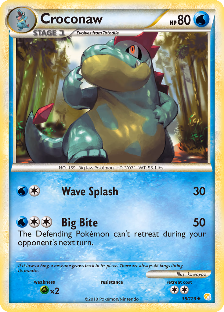 Croconaw Pokemon card (38/123, HeartGold & SoulSilver)