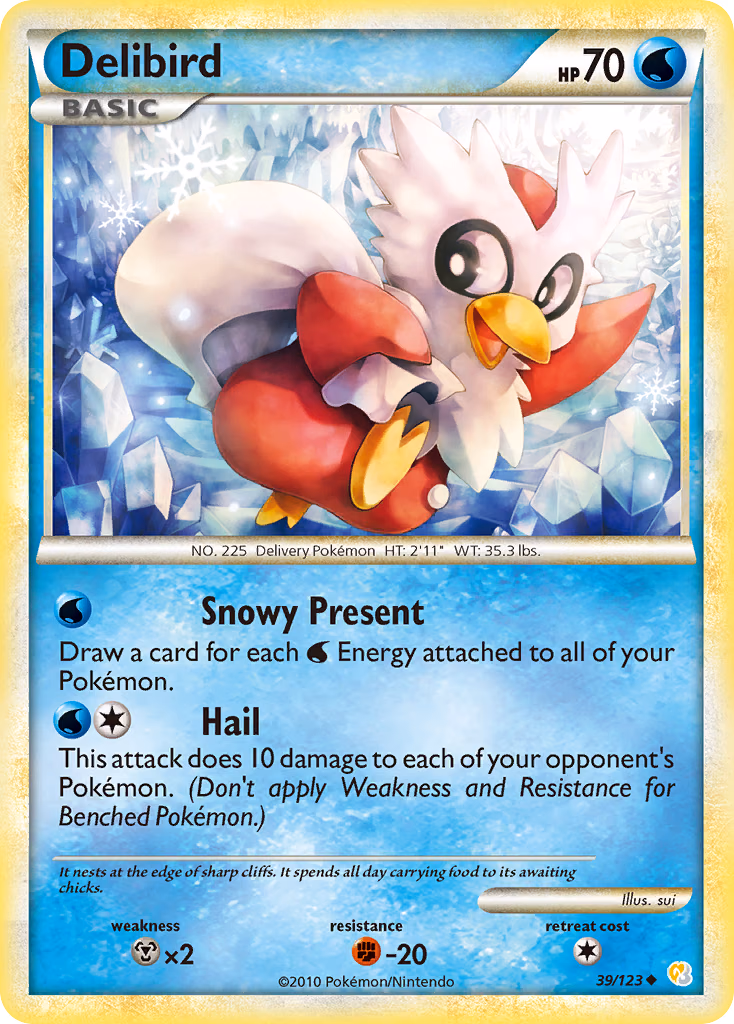 Delibird Pokemon card (39/123, HeartGold & SoulSilver)