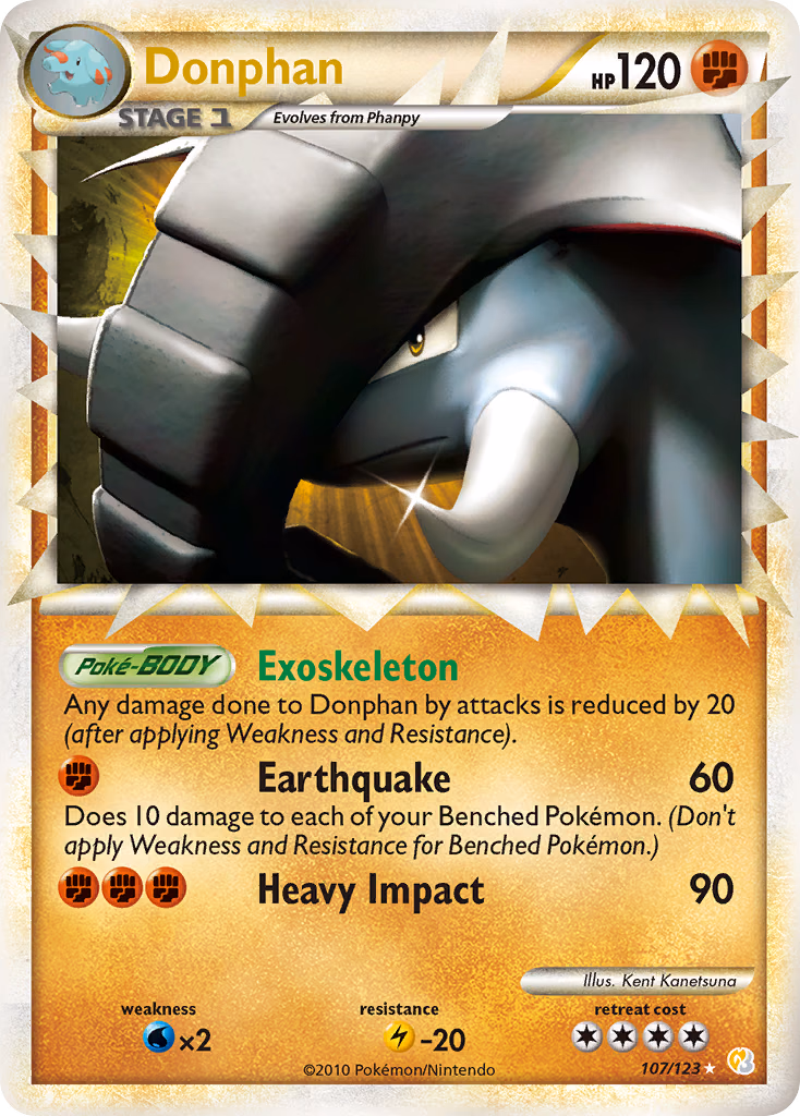 Donphan Pokemon card (107/123, HeartGold & SoulSilver)
