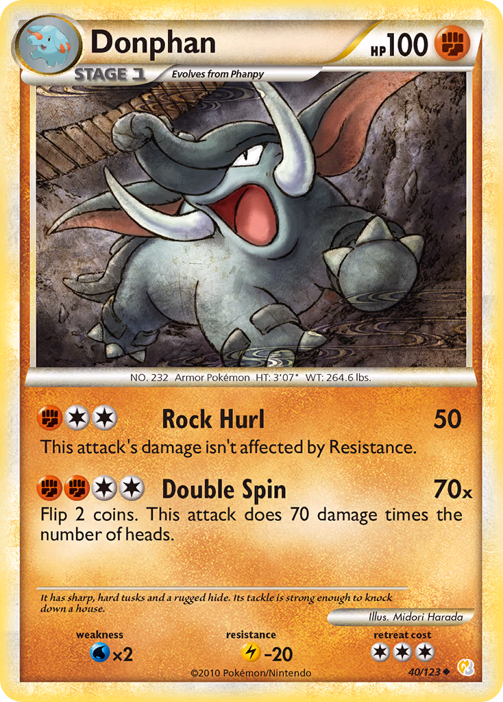 Donphan Pokemon card (40/123, HeartGold & SoulSilver)