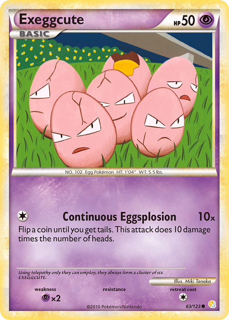 Exeggcute Pokemon card (63/123, HeartGold & SoulSilver)