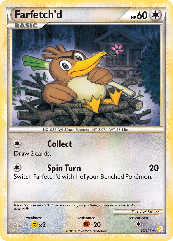 Farfetch'd Pokemon card (19/123, HeartGold & SoulSilver)