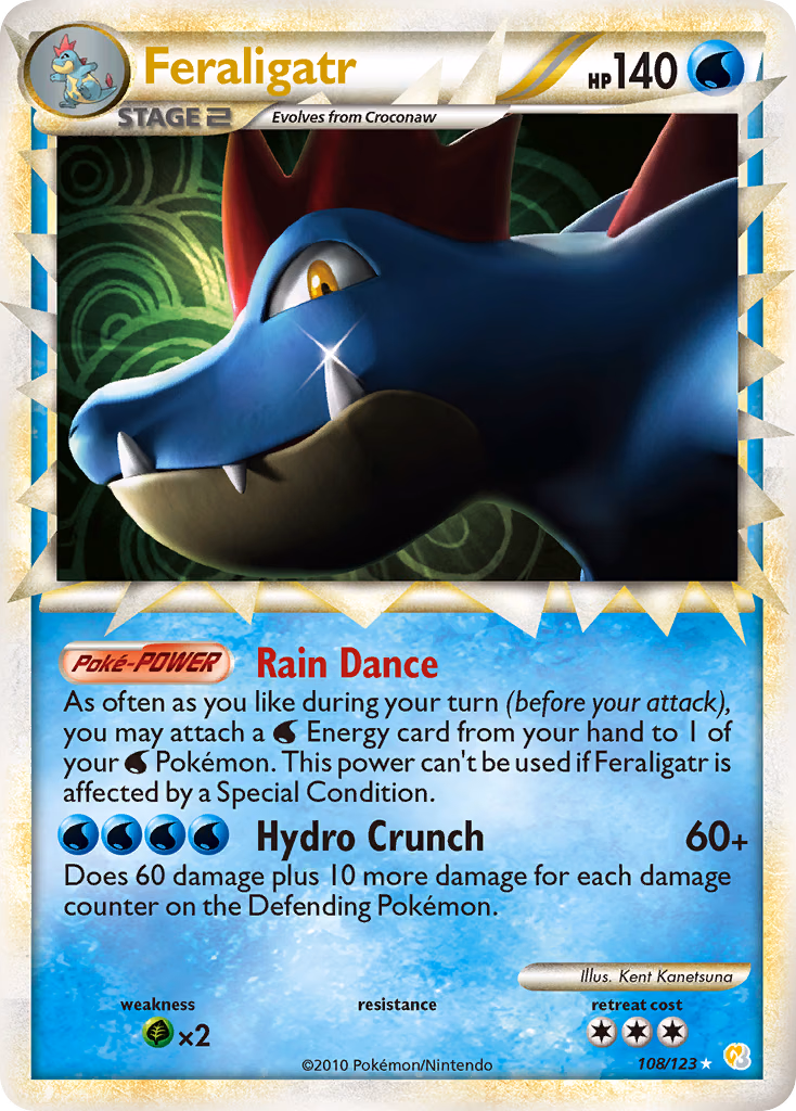 Feraligatr Pokemon card (108/123, HeartGold & SoulSilver)