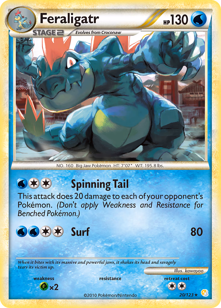 Feraligatr Pokemon card (20/123, HeartGold & SoulSilver)