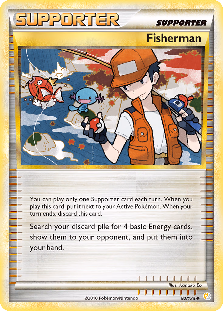 Fisherman Pokemon card (92/123, HeartGold & SoulSilver)