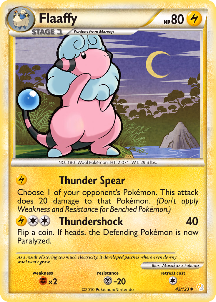 Flaaffy Pokemon card (42/123, HeartGold & SoulSilver)