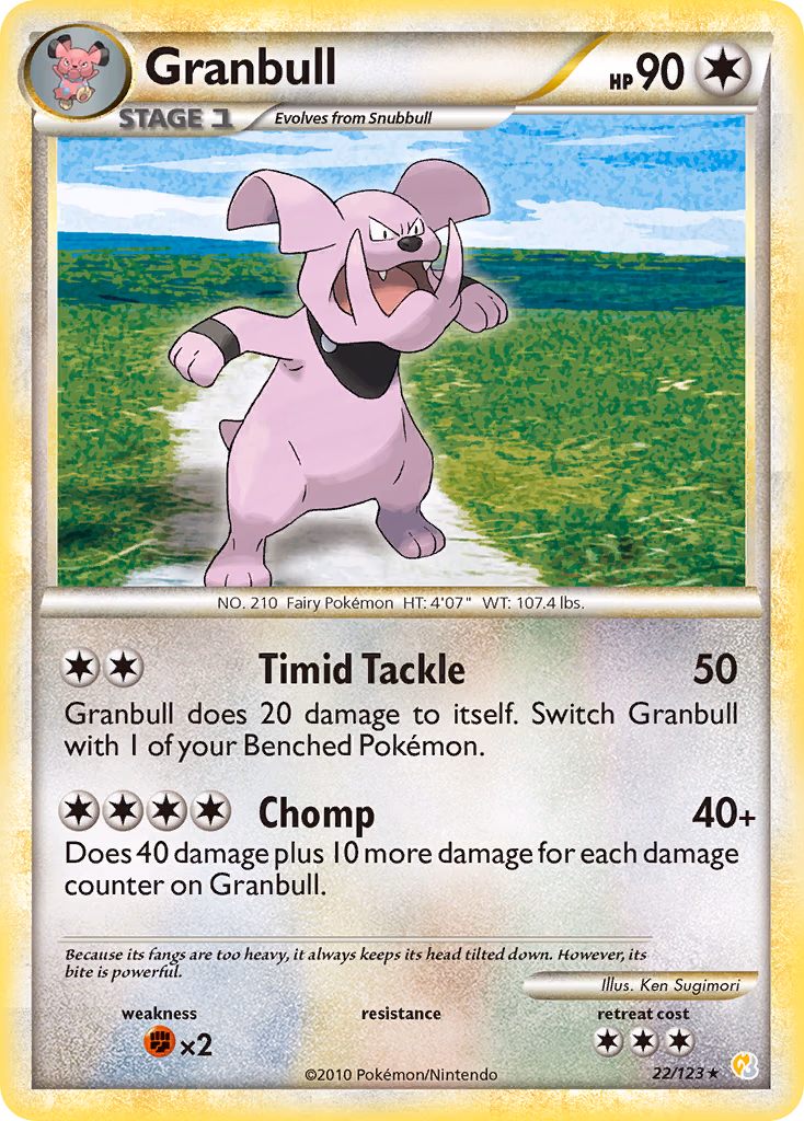 Granbull Pokemon card (22/123, HeartGold & SoulSilver)