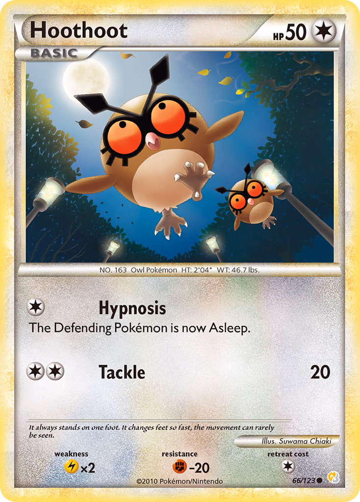 Hoothoot Pokemon card (66/123, HeartGold & SoulSilver)
