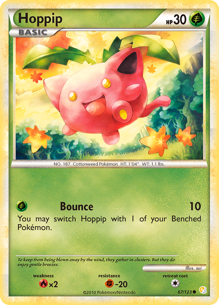 Hoppip Pokemon card (67/123, HeartGold & SoulSilver)
