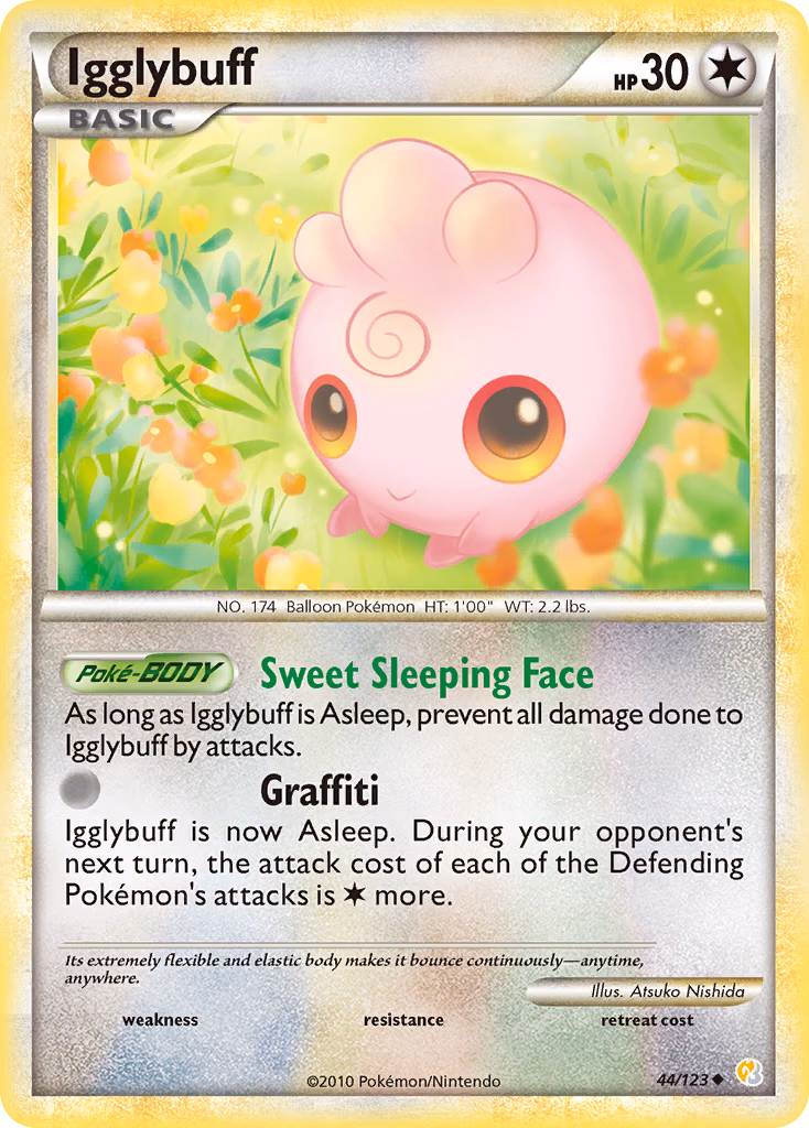 Igglybuff Pokemon card (44/123, HeartGold & SoulSilver)