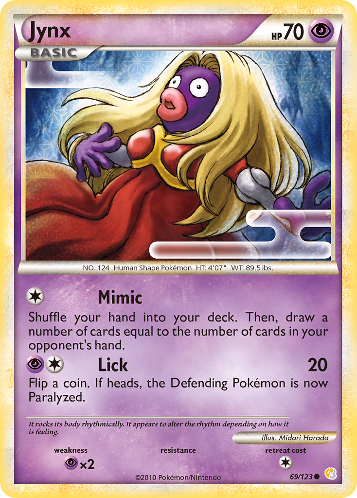 Jynx Pokemon card (69/123, HeartGold & SoulSilver)