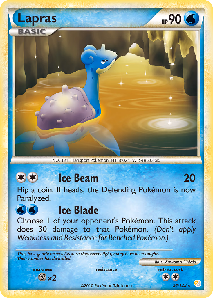 Lapras Pokemon card (24/123, HeartGold & SoulSilver)