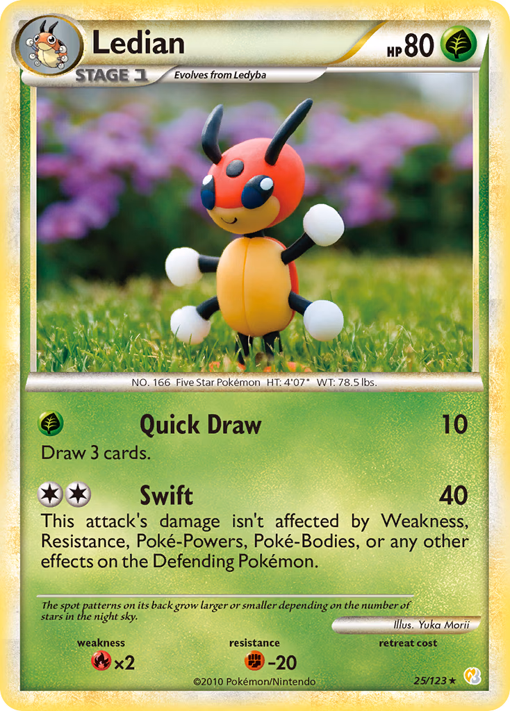 Ledian Pokemon card (25/123, HeartGold & SoulSilver)