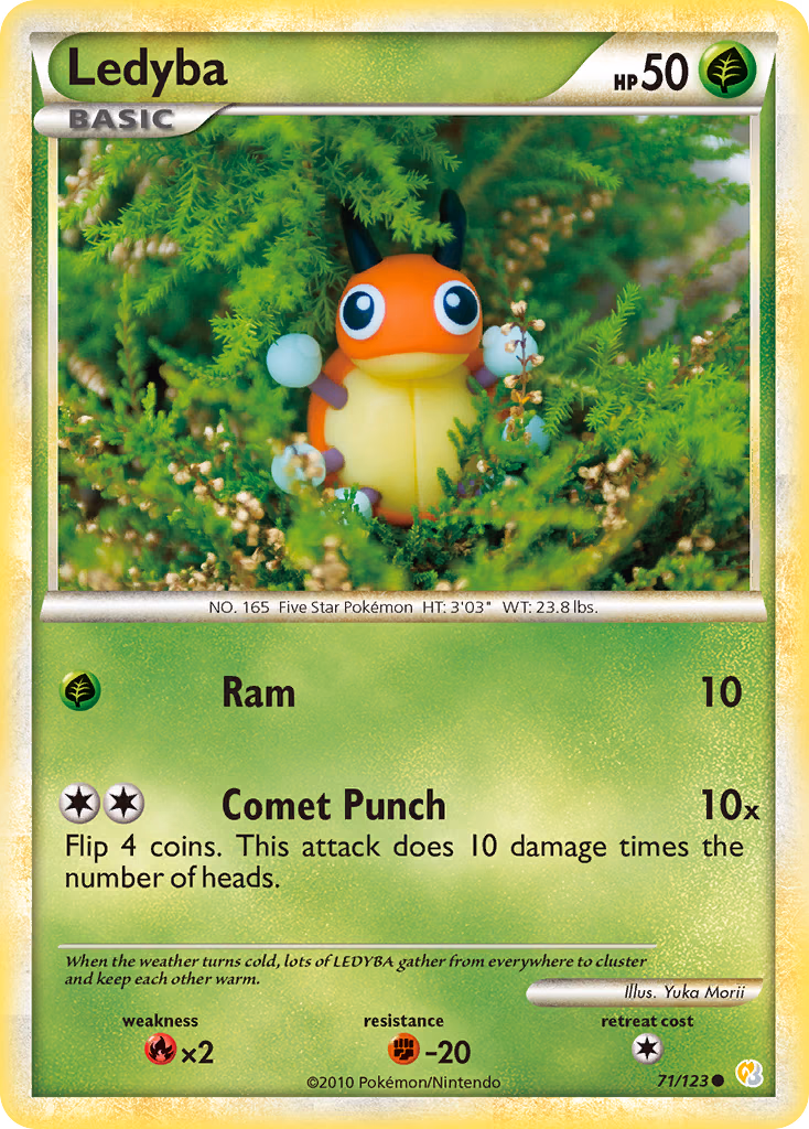 Ledyba Pokemon card (71/123, HeartGold & SoulSilver)