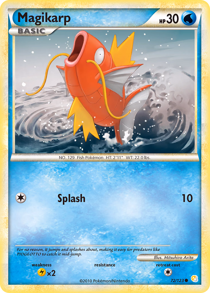 Magikarp Pokemon card (72/123, HeartGold & SoulSilver)