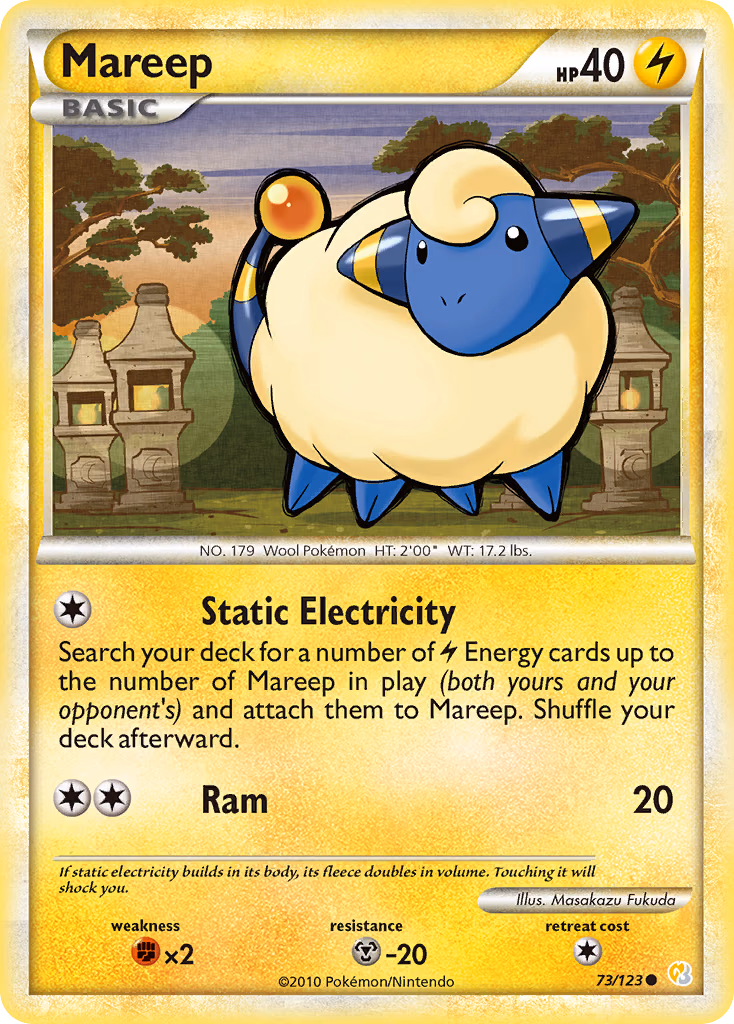 Mareep Pokemon card (73/123, HeartGold & SoulSilver)