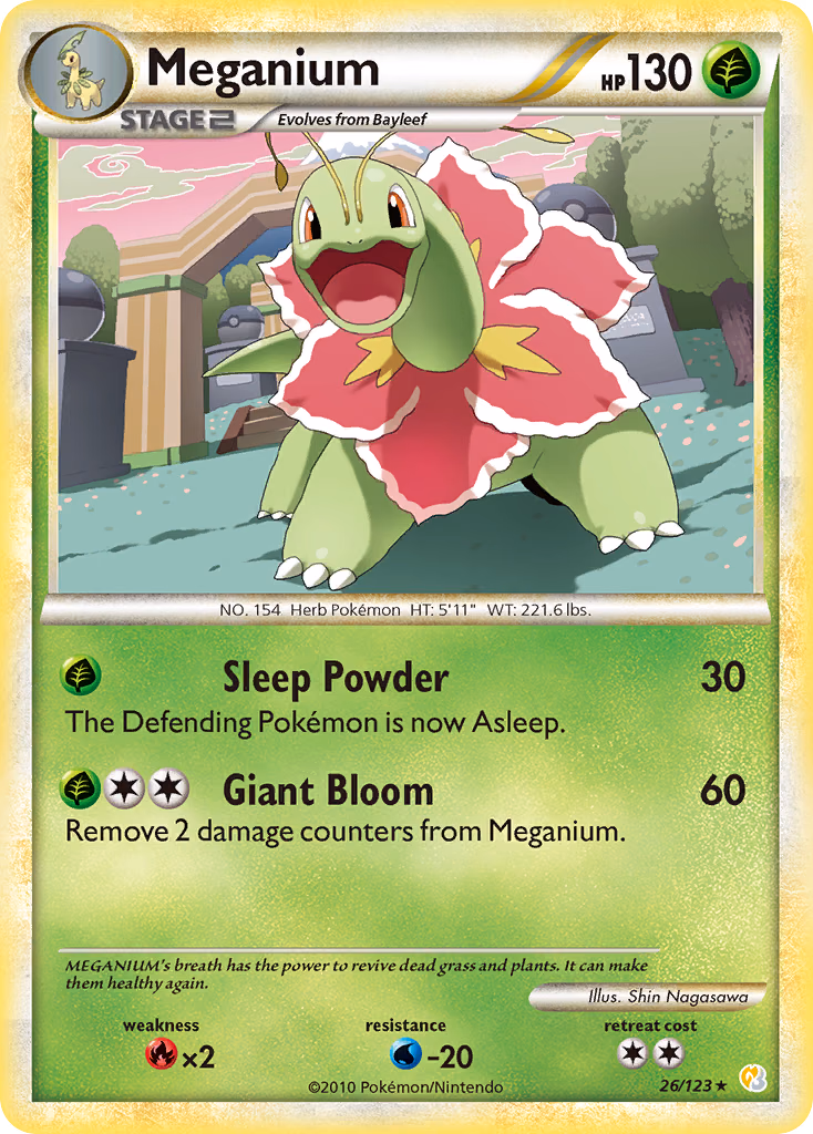 Meganium Pokemon card (26/123, HeartGold & SoulSilver)