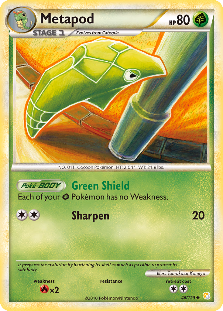 Metapod Pokemon card (46/123, HeartGold & SoulSilver)