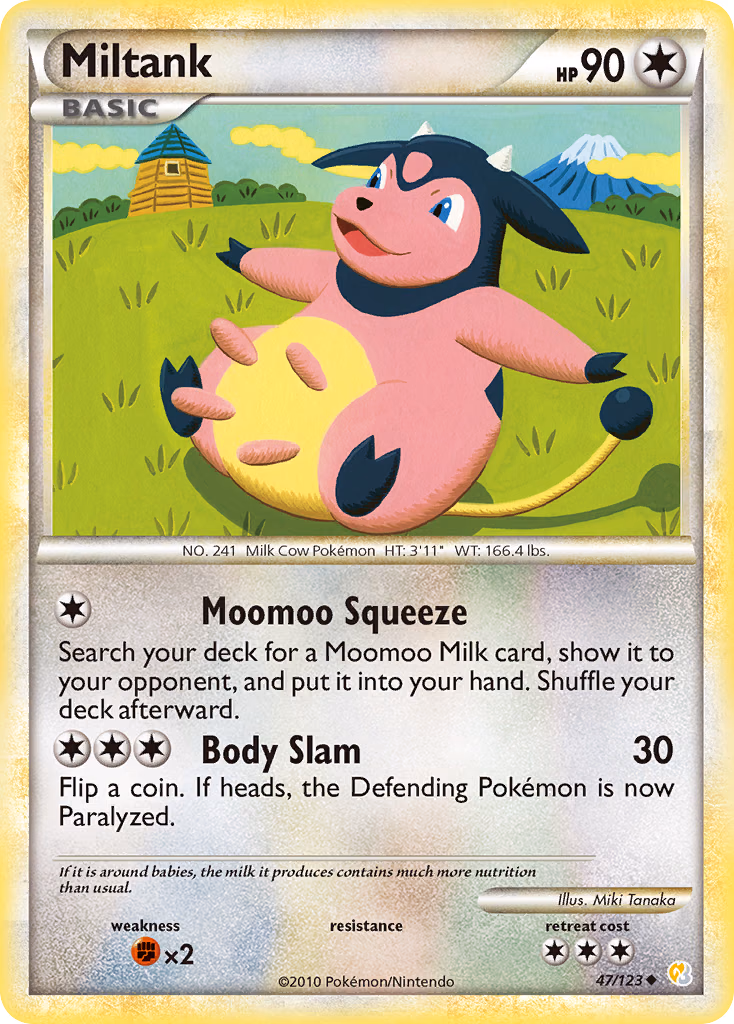 Miltank Pokemon card (47/123, HeartGold & SoulSilver)