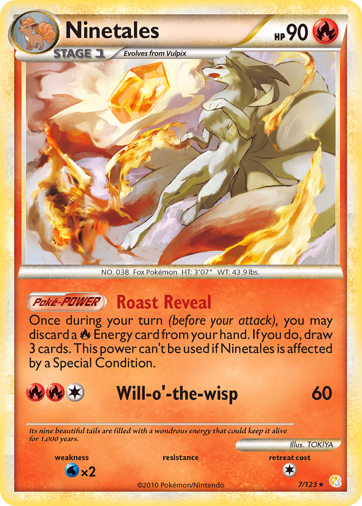 Ninetales Pokemon card (7/123, HeartGold & SoulSilver)