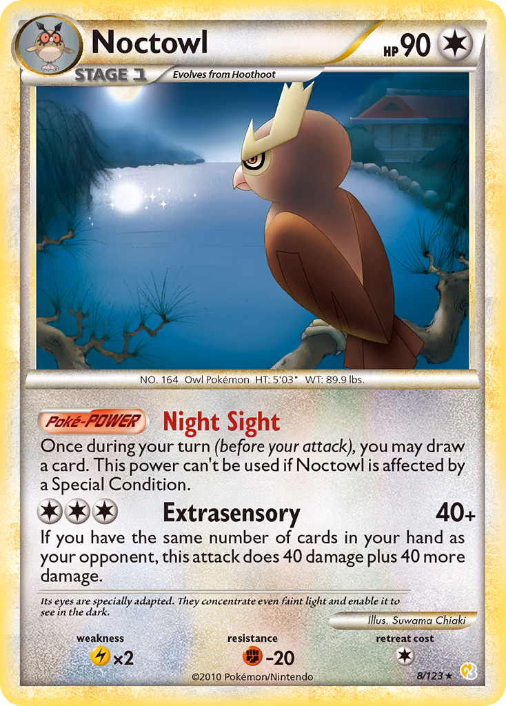 Noctowl Pokemon card (8/123, HeartGold & SoulSilver)