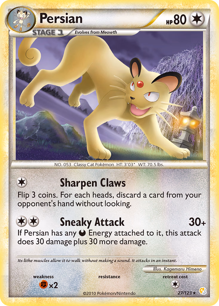 Persian Pokemon card (27/123, HeartGold & SoulSilver)