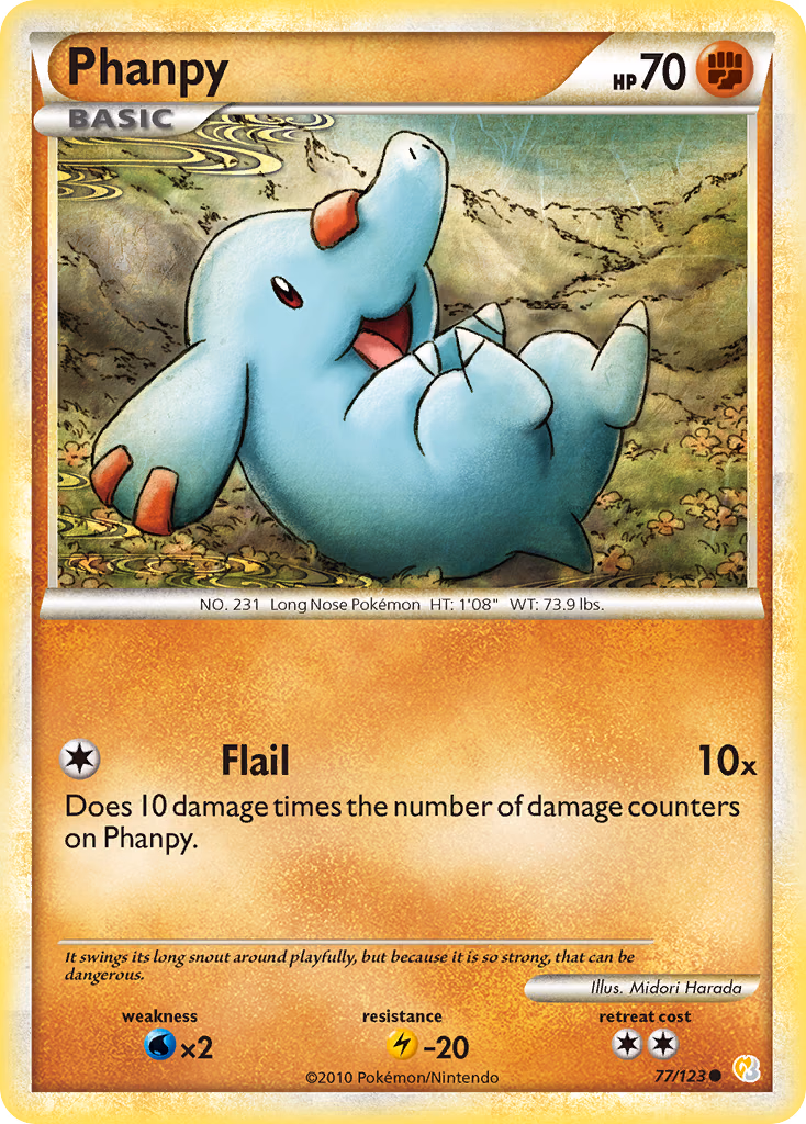 Phanpy Pokemon card (77/123, HeartGold & SoulSilver)