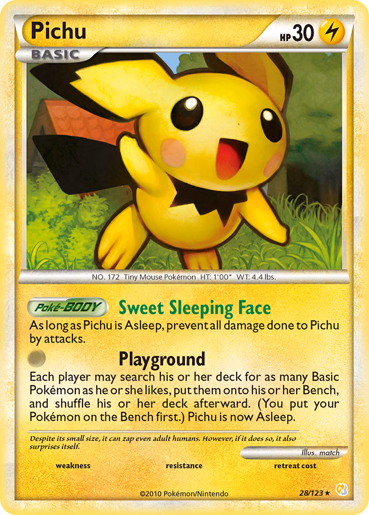Pichu Pokemon card (28/123, HeartGold & SoulSilver)