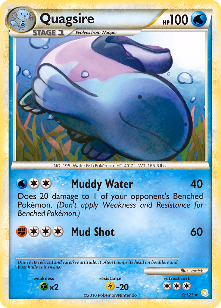 Quagsire Pokemon card (9/123, HeartGold & SoulSilver)