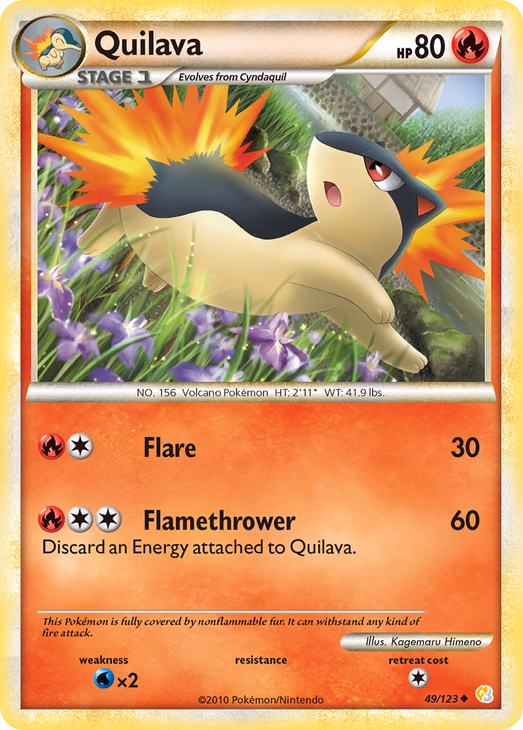 Quilava Pokemon card (49/123, HeartGold & SoulSilver)