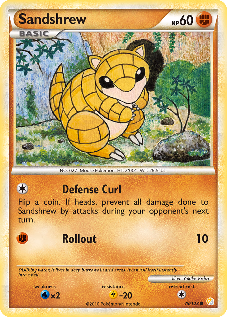 Sandshrew Pokemon card (79/123, HeartGold & SoulSilver)