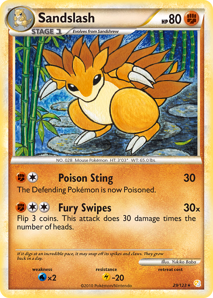 Sandslash Pokemon card (29/123, HeartGold & SoulSilver)