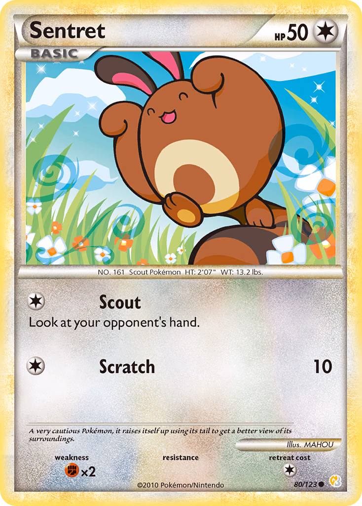 Sentret Pokemon card (80/123, HeartGold & SoulSilver)