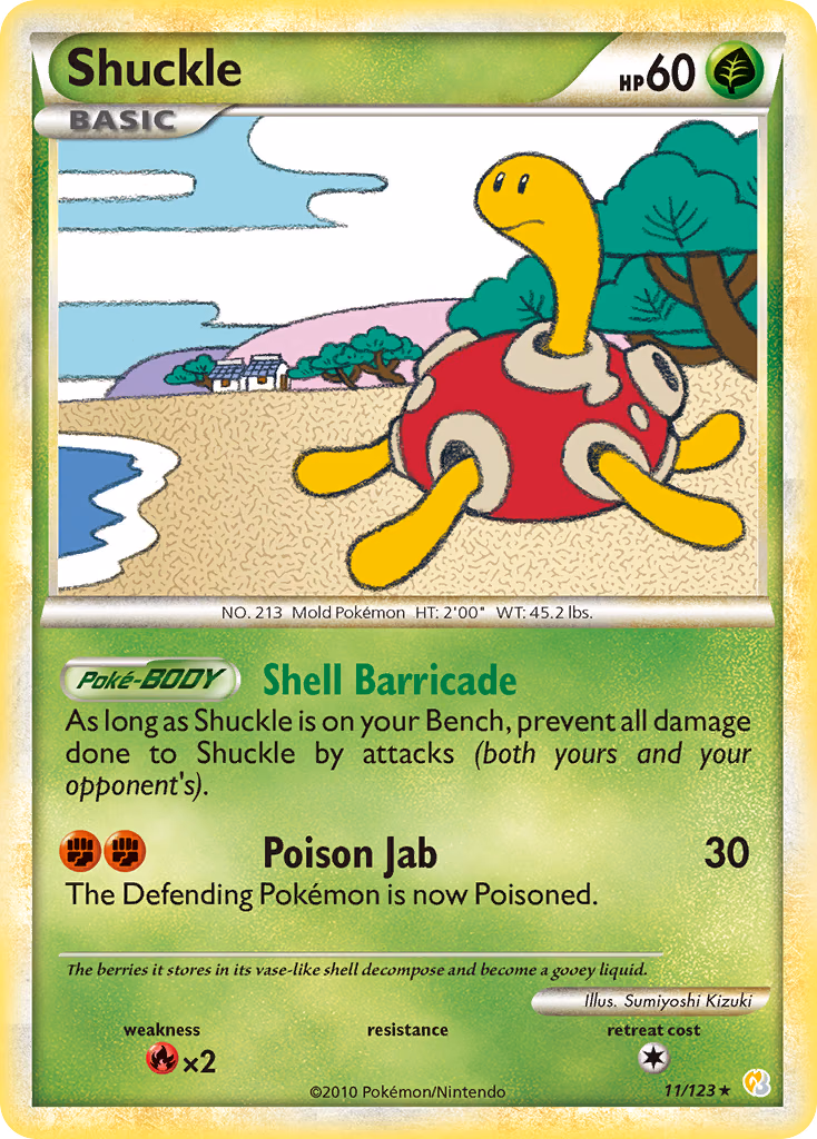 Shuckle Pokemon card (11/123, HeartGold & SoulSilver)