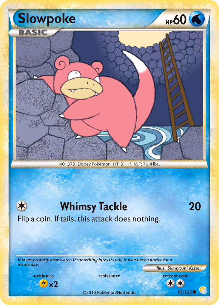 Slowpoke Pokemon card (81/123, HeartGold & SoulSilver)
