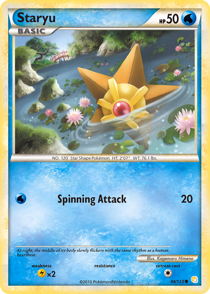 Staryu Pokemon card (84/123, HeartGold & SoulSilver)