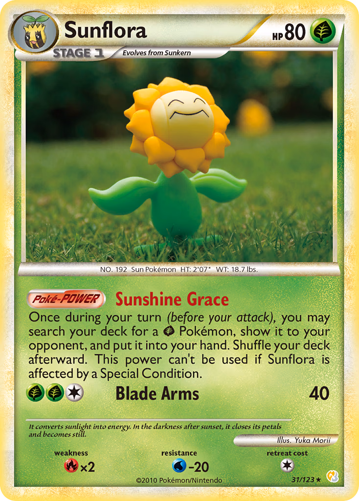 Sunflora Pokemon card (31/123, HeartGold & SoulSilver)