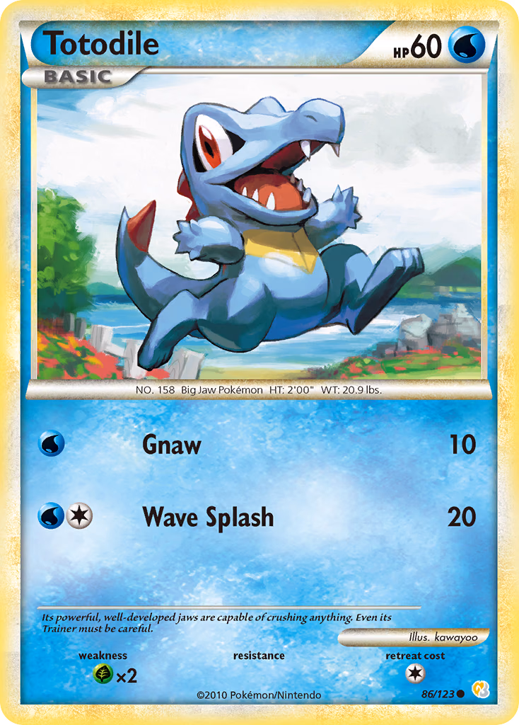 Totodile Pokemon card (86/123, HeartGold & SoulSilver)