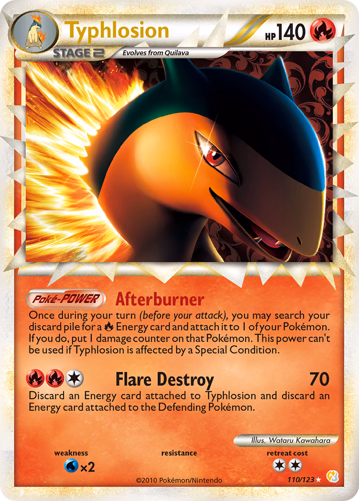 Typhlosion Pokemon card (110/123, HeartGold & SoulSilver)