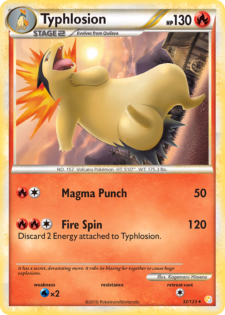 Typhlosion Pokemon card (32/123, HeartGold & SoulSilver)