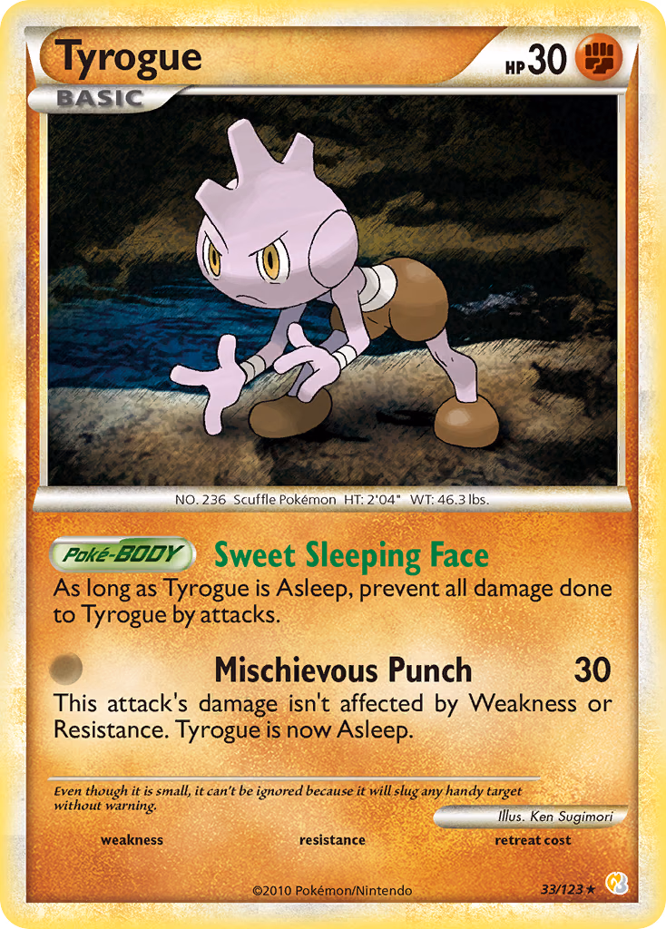 Tyrogue Pokemon card (33/123, HeartGold & SoulSilver)