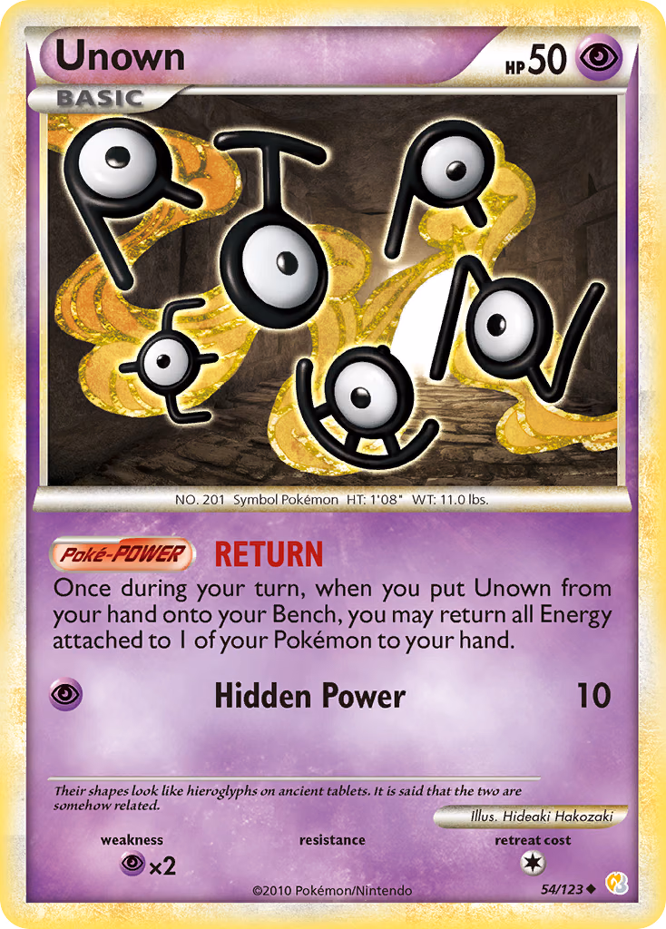 Unown Pokemon card (54/123, HeartGold & SoulSilver)