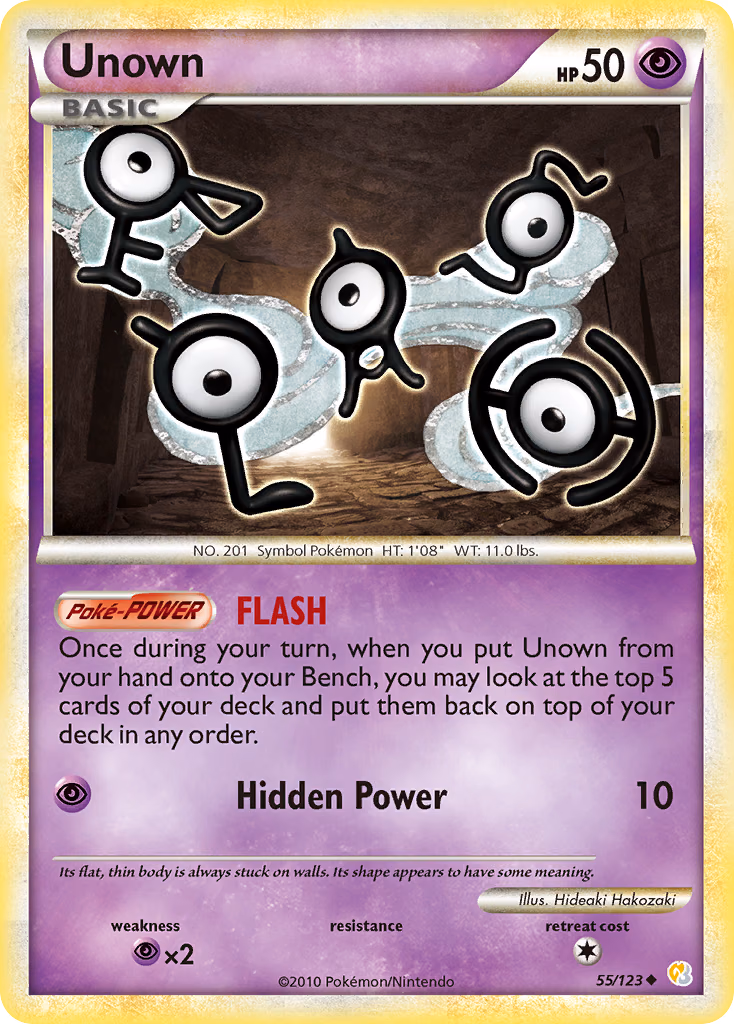 Unown Pokemon card (55/123, HeartGold & SoulSilver)