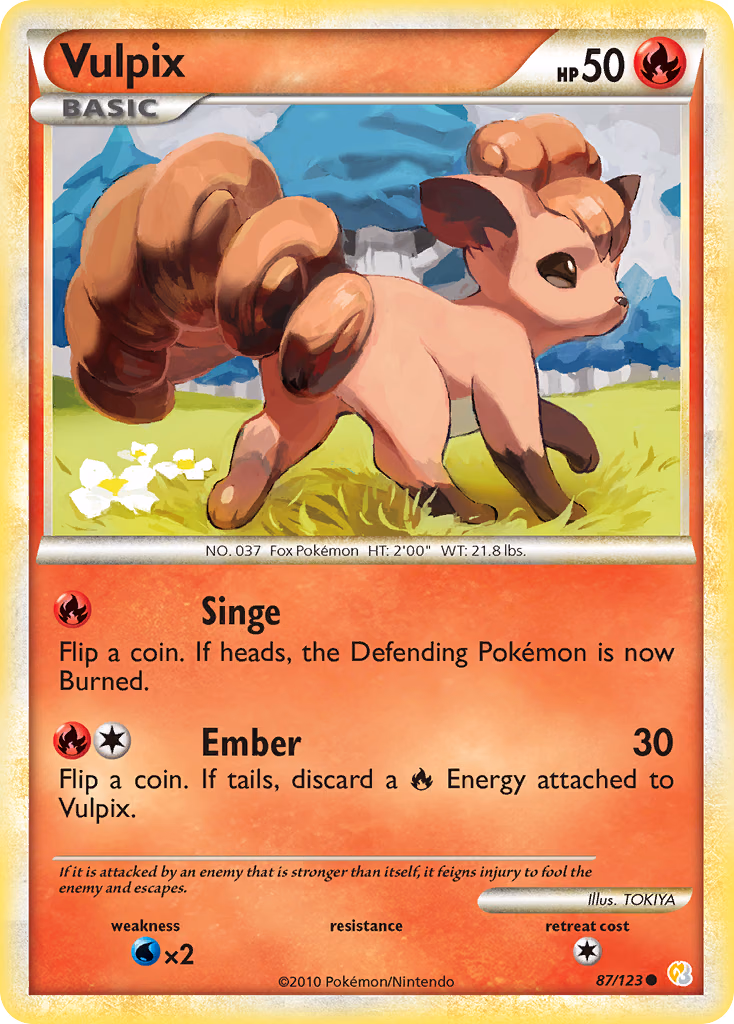 Vulpix Pokemon card (87/123, HeartGold & SoulSilver)