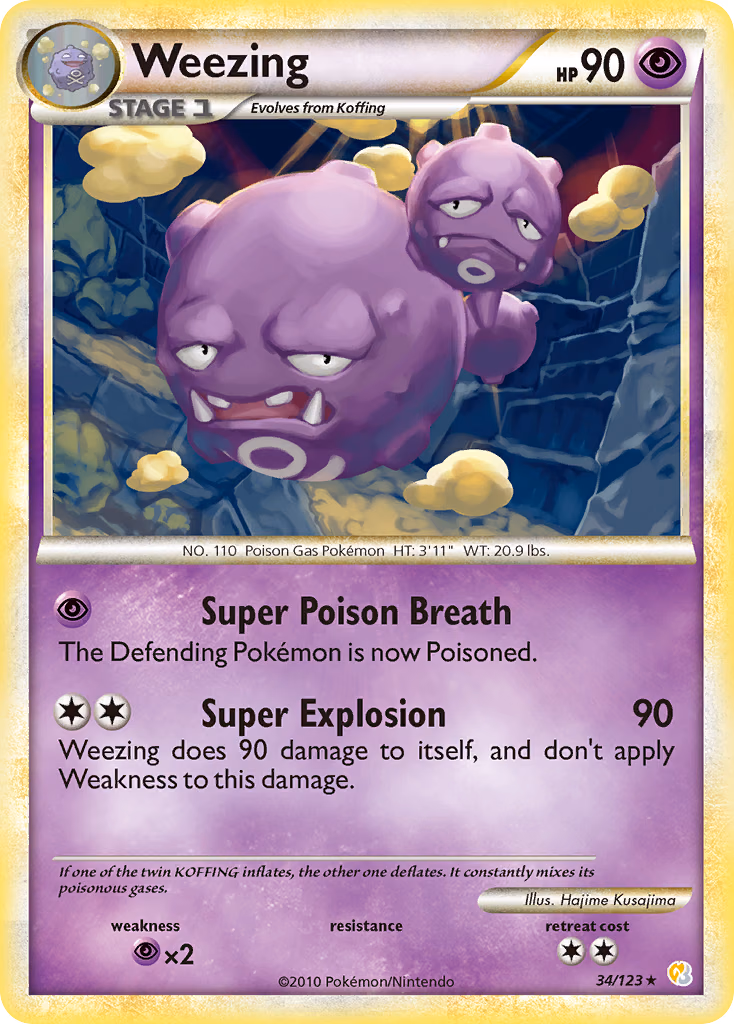 Weezing Pokemon card (34/123, HeartGold & SoulSilver)