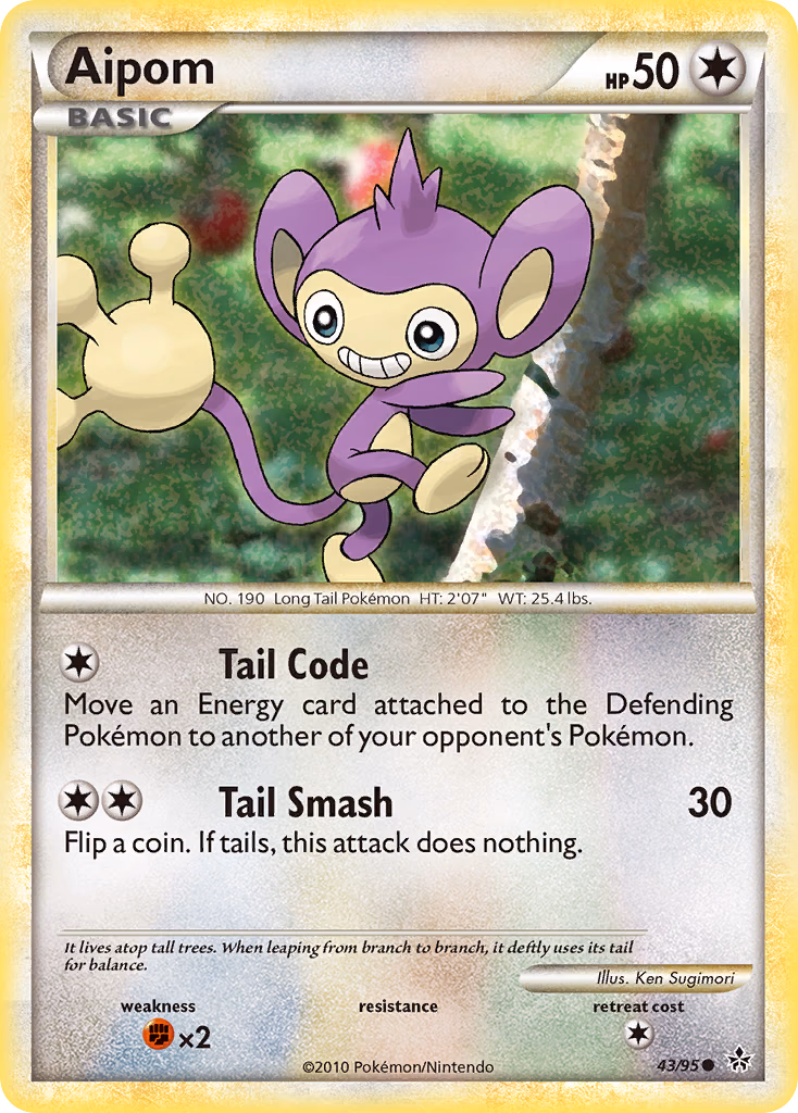 Aipom Pokemon card (43/95, HS—Unleashed)