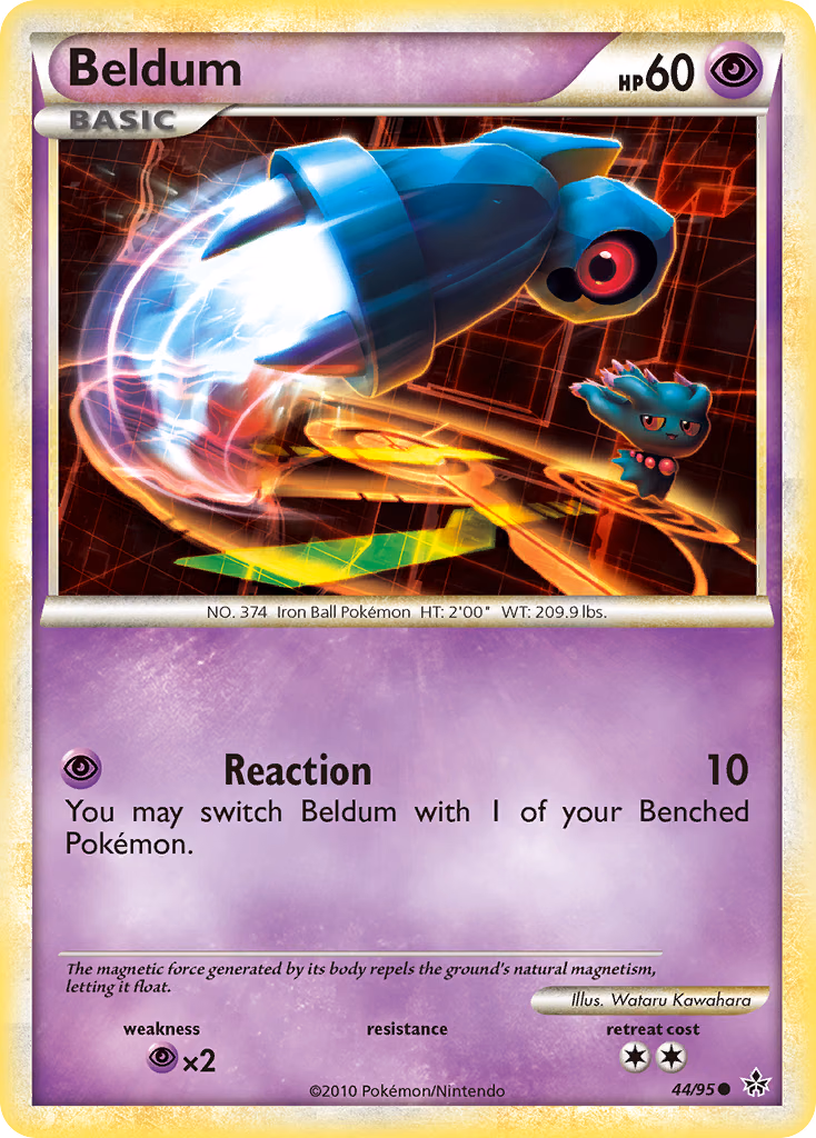 Beldum Pokemon card (44/95, HS—Unleashed)